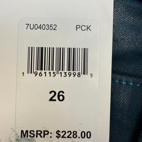 7 for All Mankind Jeans Women's 26 (2)Teal Blue High Waist Ankle Skinny NWT - Picture 11 of 16